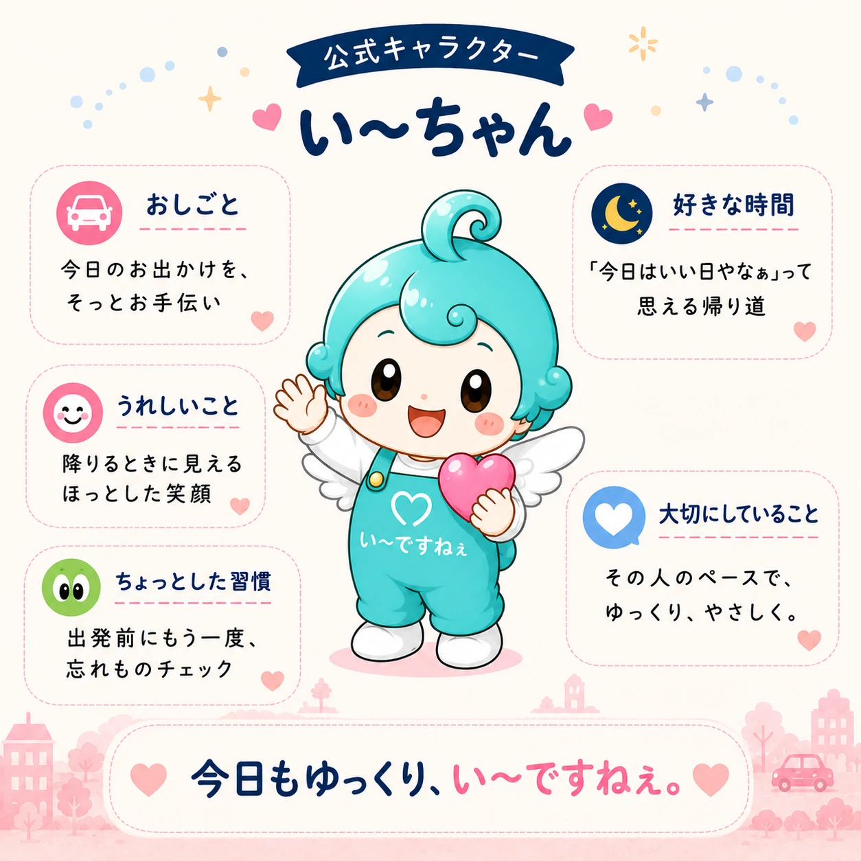 福祉タクシー い〜ですねぇ 公式キャラクター い〜ちゃん プロフィール